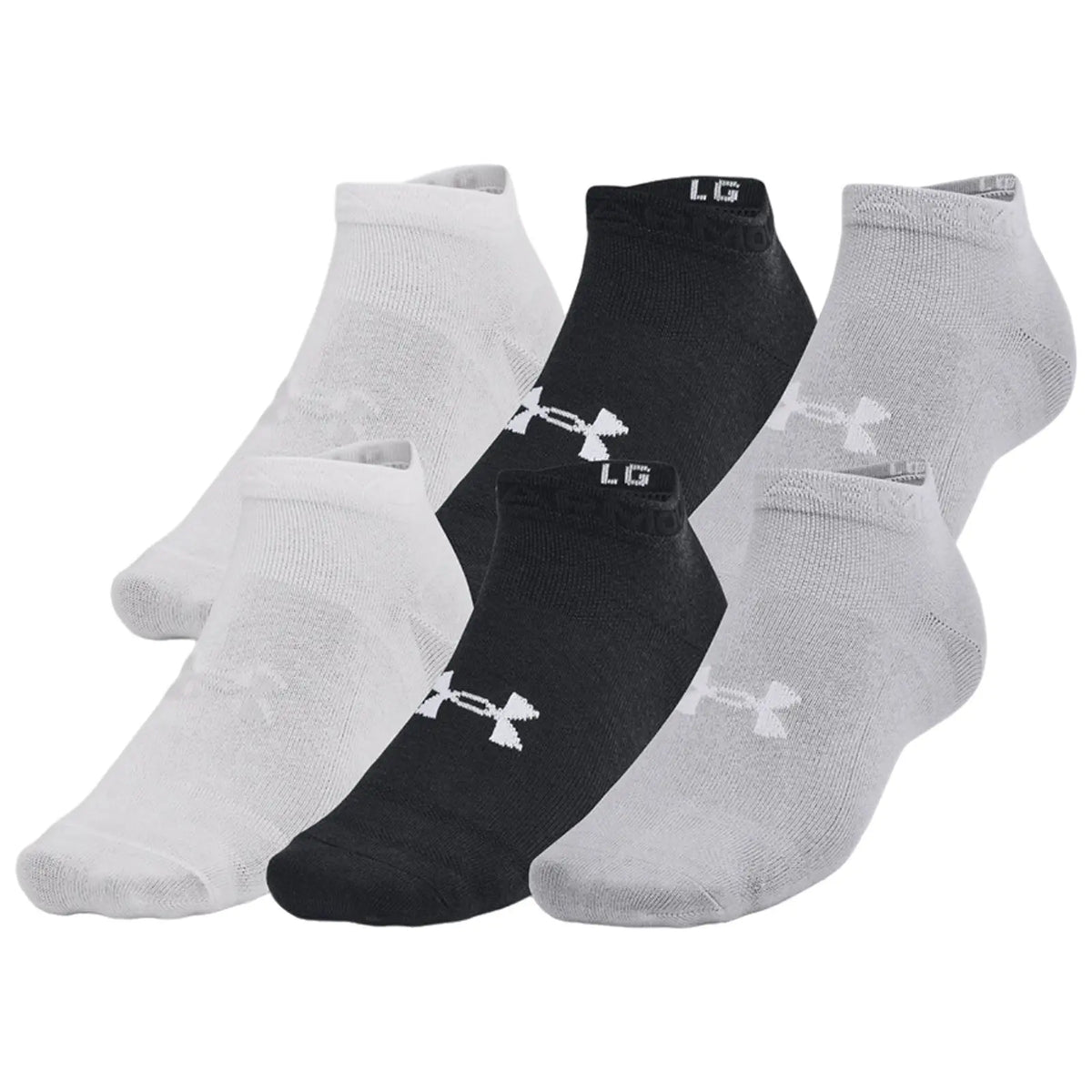 Under Armour Essential Low Socks (6 Pairs) - 9K-2.5 UK / Black / White / Grey