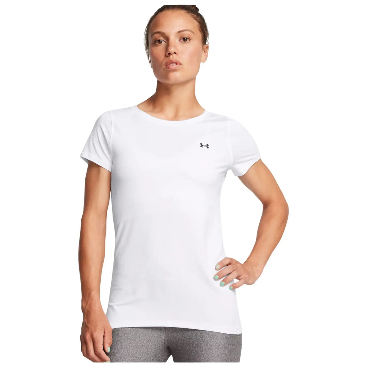 Under Armour Ladies HeatGear Armour T-Shirt - XS / White / Black