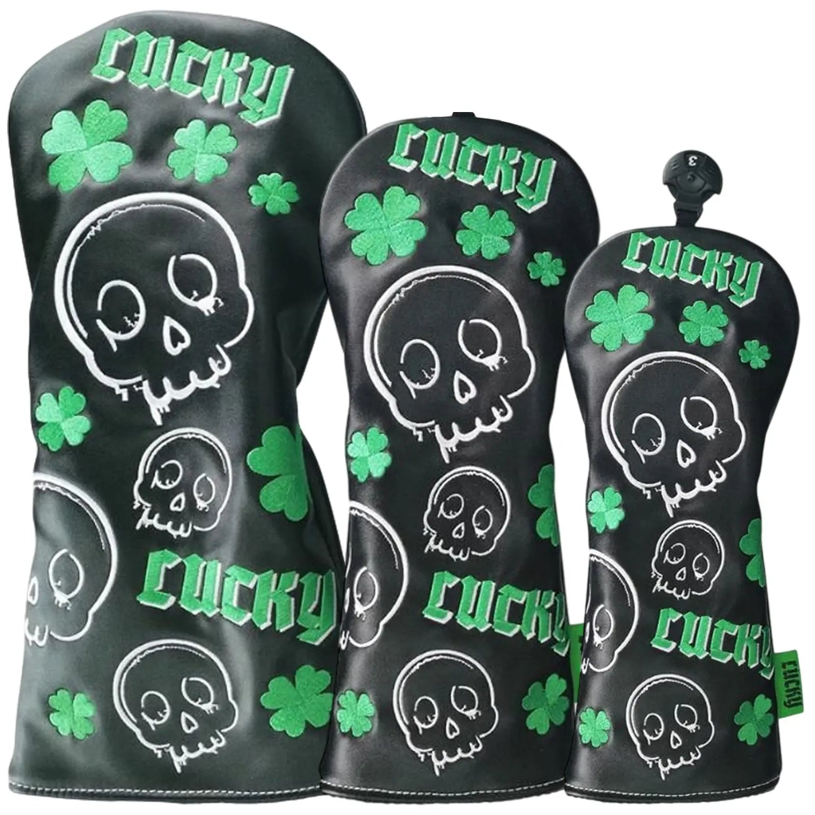 Legend Golf Club Lucky Skulls Headcovers - Black / Green