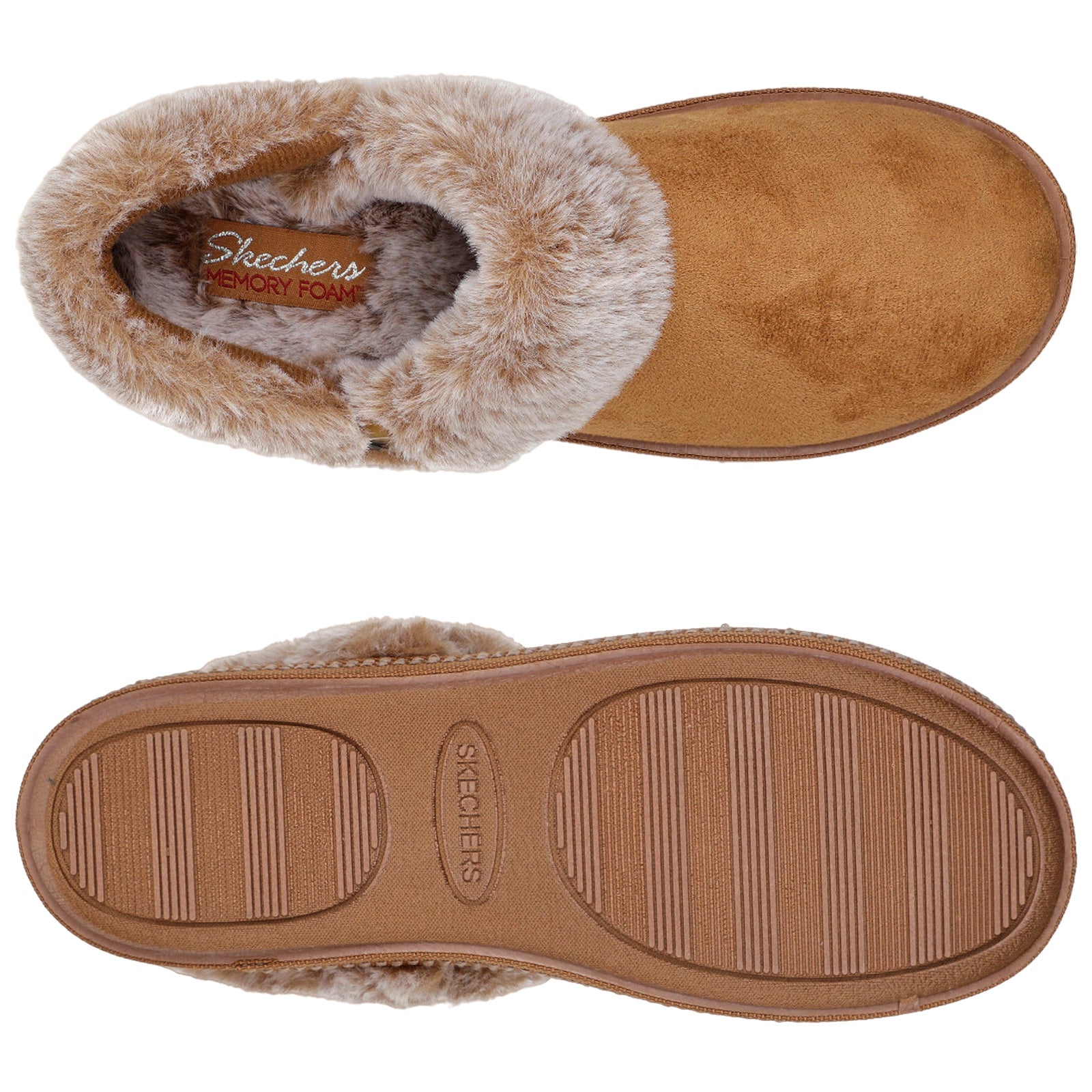 Skechers Ladies Cozy Campfire French Toast Slippers (Wide Fit)