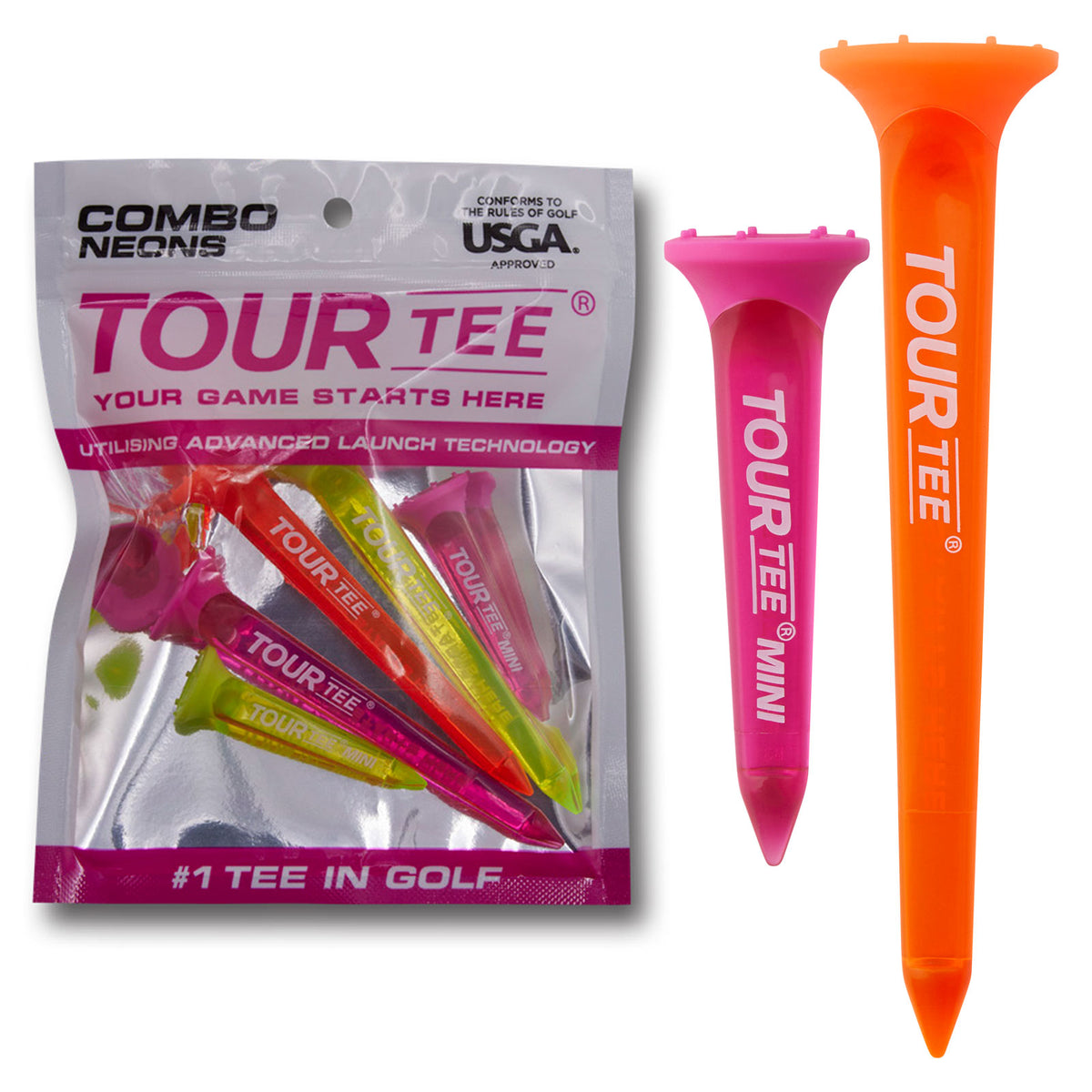 Tour Tee Neons Range - Premium Golf Tees