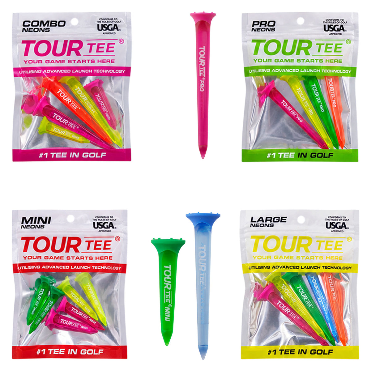 Tour Tee Neons Range - Premium Golf Tees