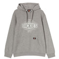 A gray hooded sweatshirt with a front pocket displays the brand name "DICKIES" prominently in white text along with the phrase "QUALITY WORKWEAR SINCE 1922" above it.