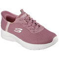 A pink athletic shoe is positioned upright showcasing its breathable mesh upper and supportive sole with laces tightly secured highlighting its comfort and style for casual or active wear.