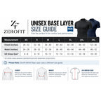 Zerofit Unisex Base Layer Size Guide