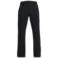 Black pants are displayed standing upright highlighting their straight-leg design with a button closure and waistband in a neutral setting emphasizing their versatility and casual style