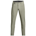 Light green pants are displayed upright with a smooth fabric texture. They feature five pockets and a standard button closure, set against a neutral background.
