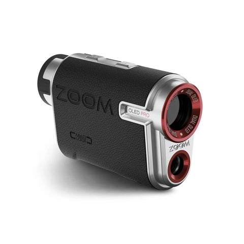 A compact digital camera featuring a textured black body with a metallic silver frame and a red lens. It appears designed for high-quality imaging and ease of use.