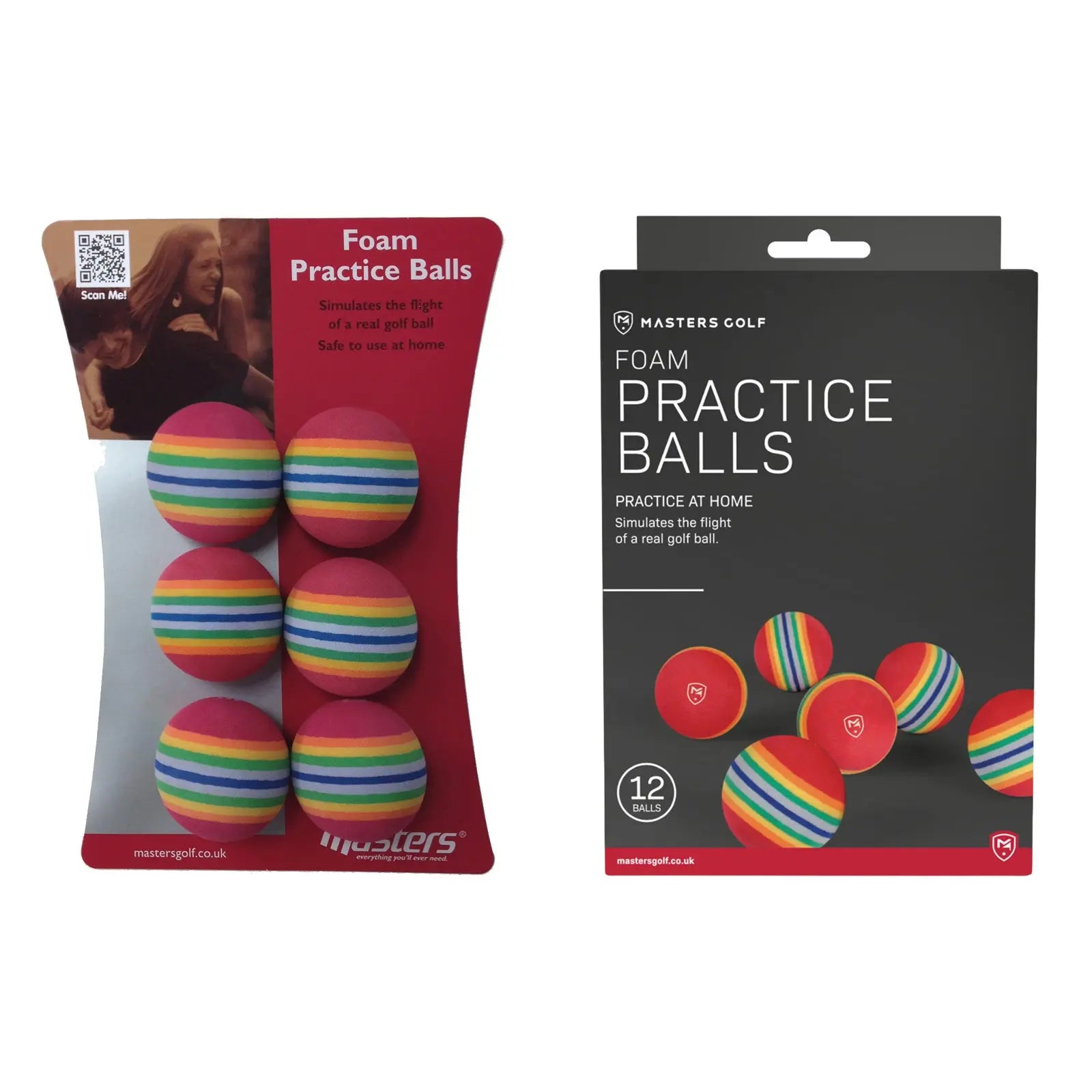 Masters Foam Rainbow Striped Practice Golf Balls