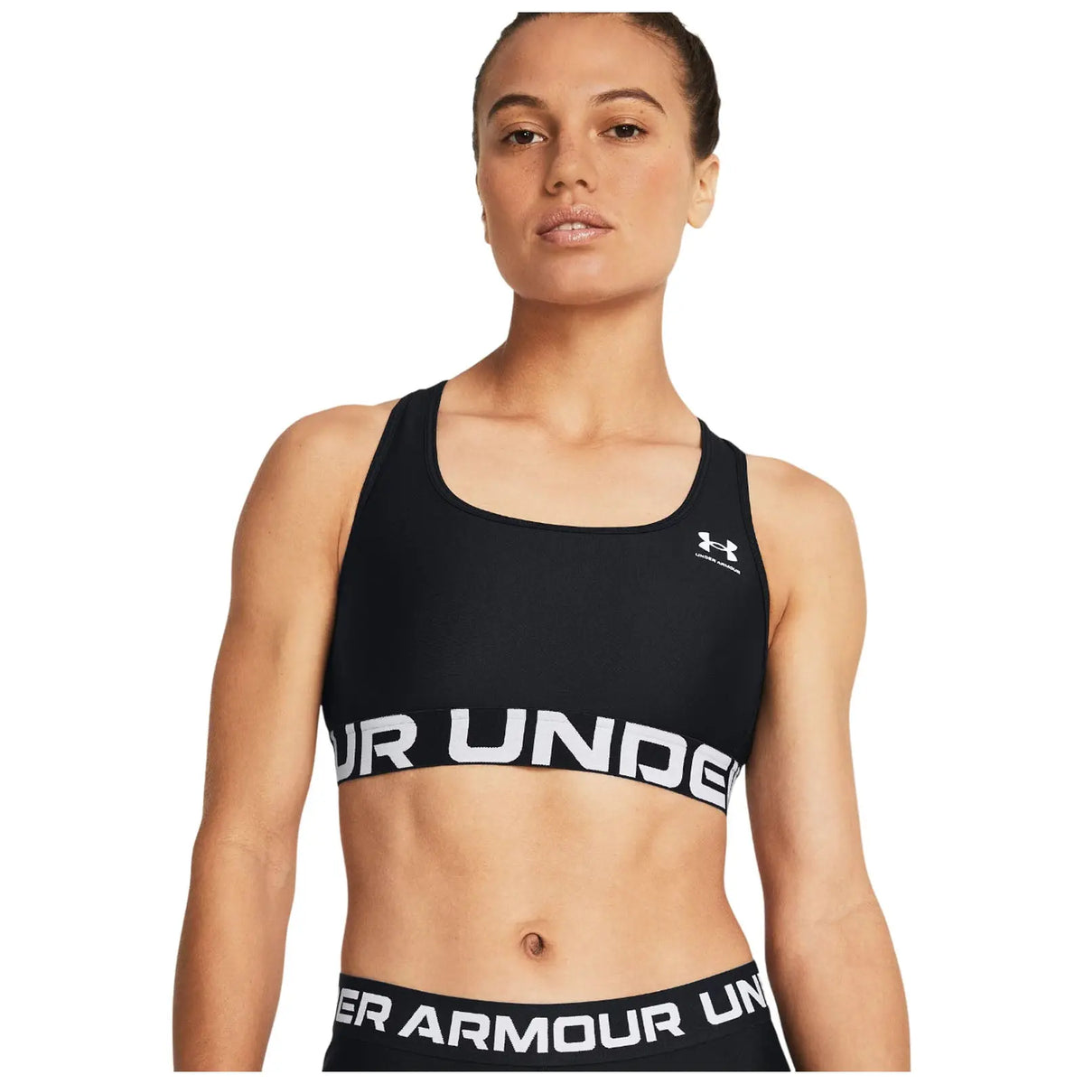Under Armour Ladies HeatGear Armour Mid Sports Bra - XS / Black / White