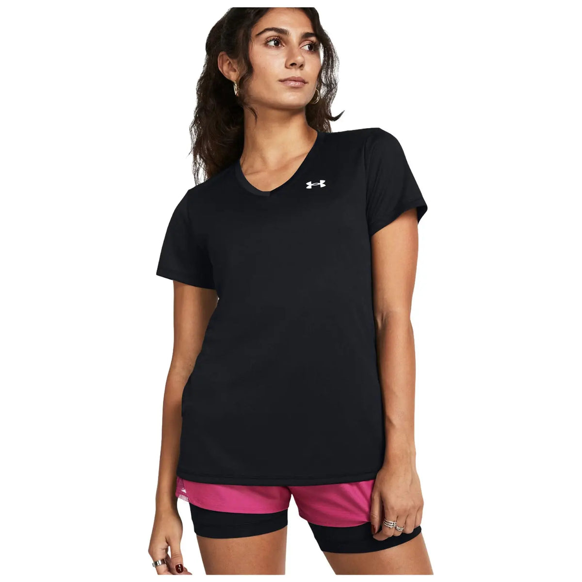 Under Armour Ladies Tech V-Neck T-Shirt - XS / Black