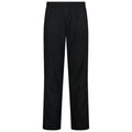 Black athletic pants with an elastic waistband are displayed standing upright against a plain backdrop emphasizing their streamlined design suitable for casual or active wear.