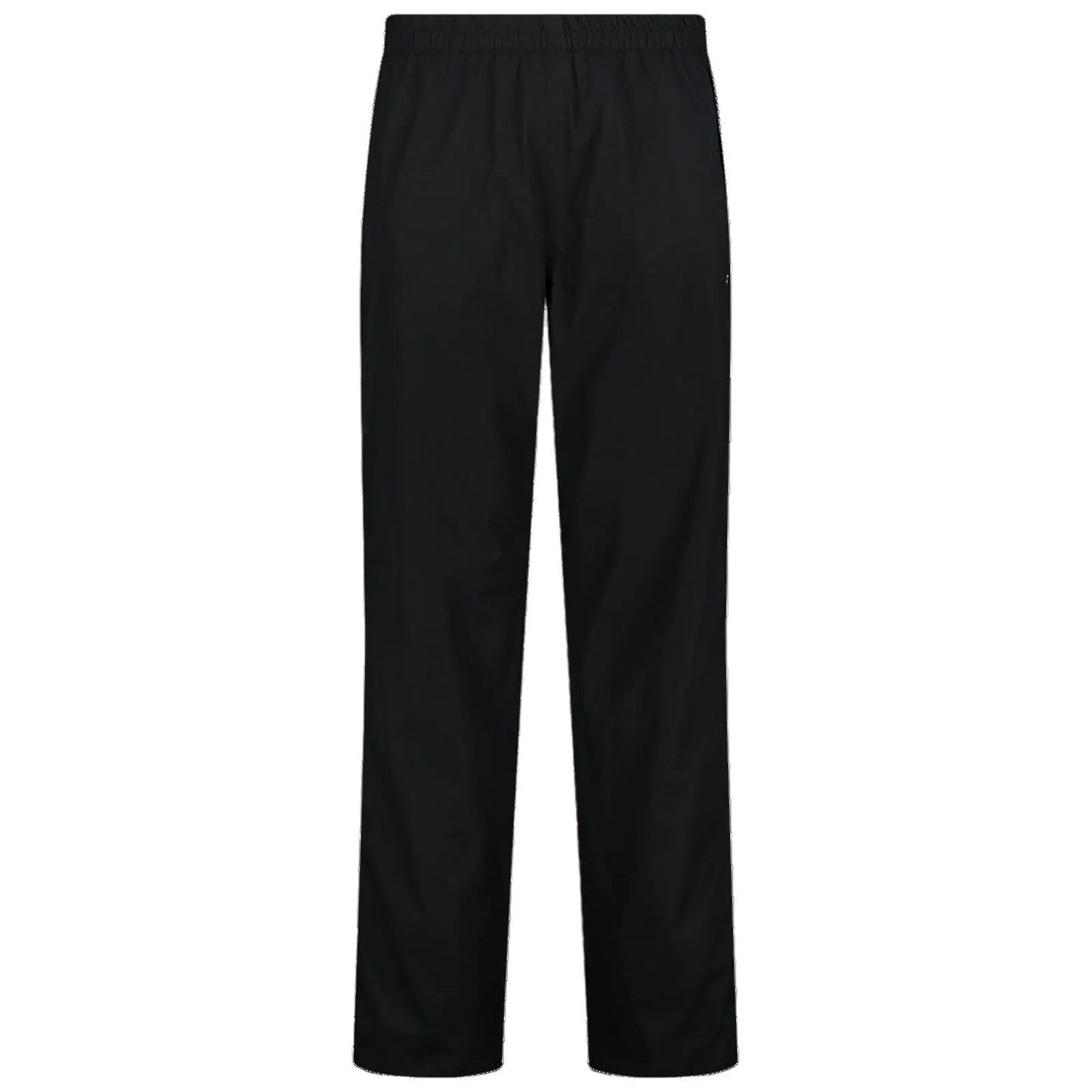 Black athletic pants with an elastic waistband are displayed standing upright against a plain backdrop emphasizing their streamlined design suitable for casual or active wear.