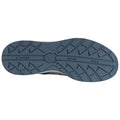 A gray and blue sneaker sole rests flat displaying a textured surface with treads designed for grip along with the text K-SWISS SINCE 1966 prominently featured in the center.