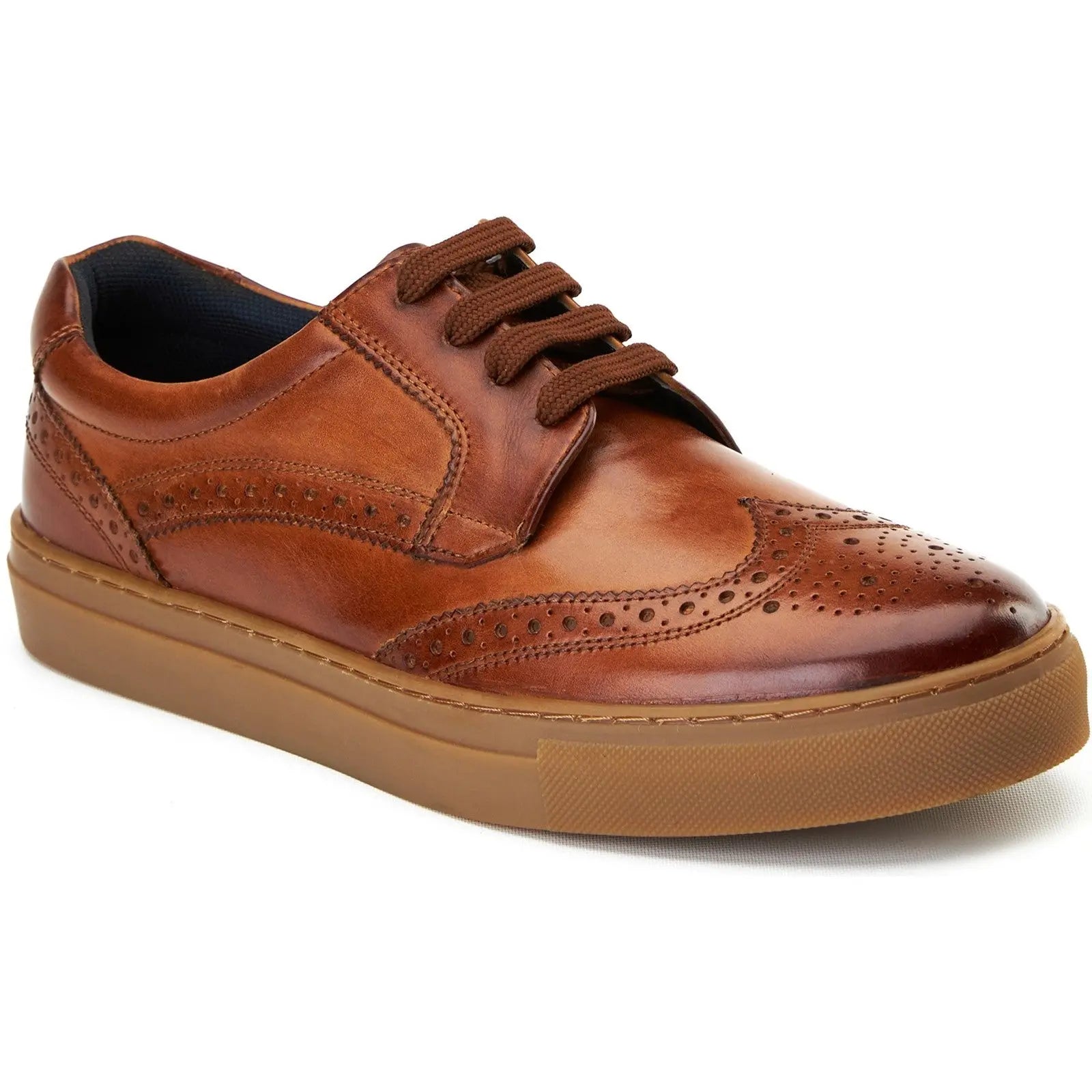 Base London Mens Clapton Leather Brogue Casual Shoes