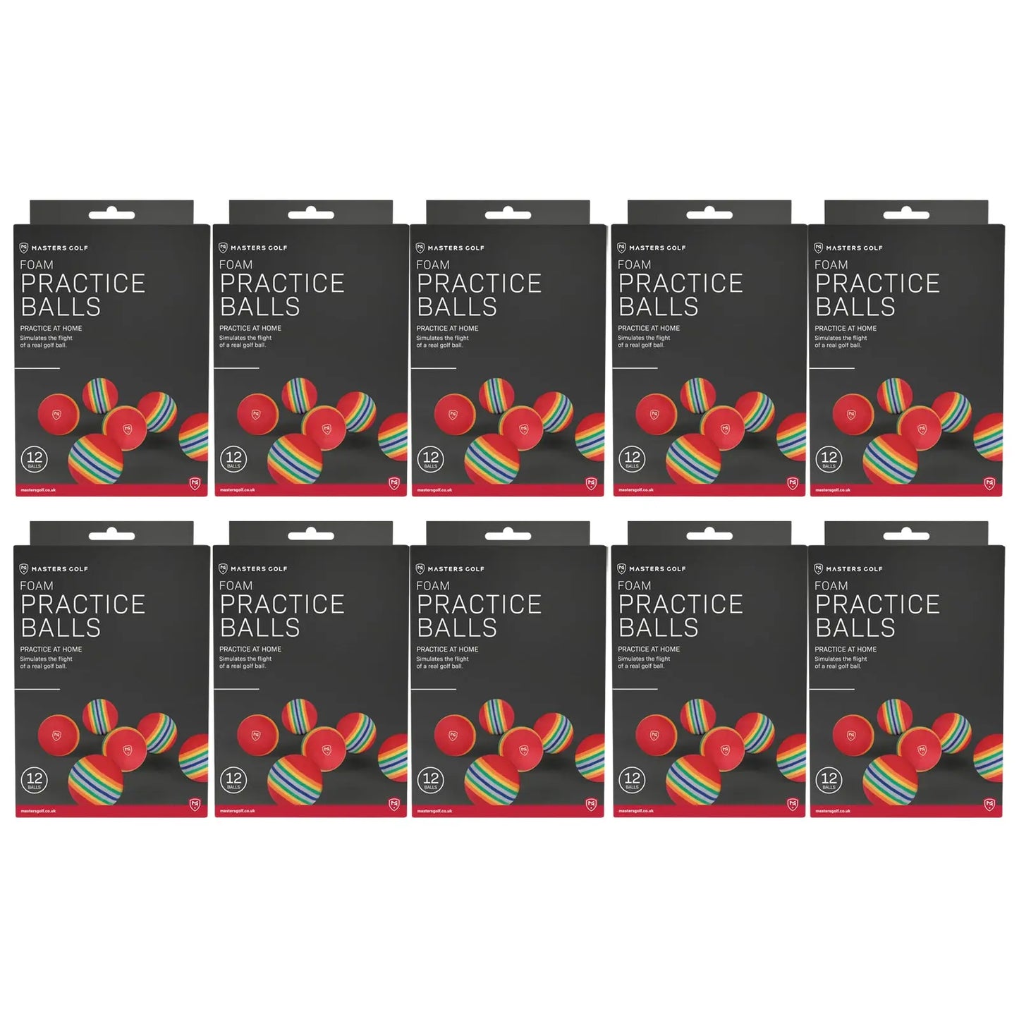 Masters Foam Rainbow Striped Practice Golf Balls