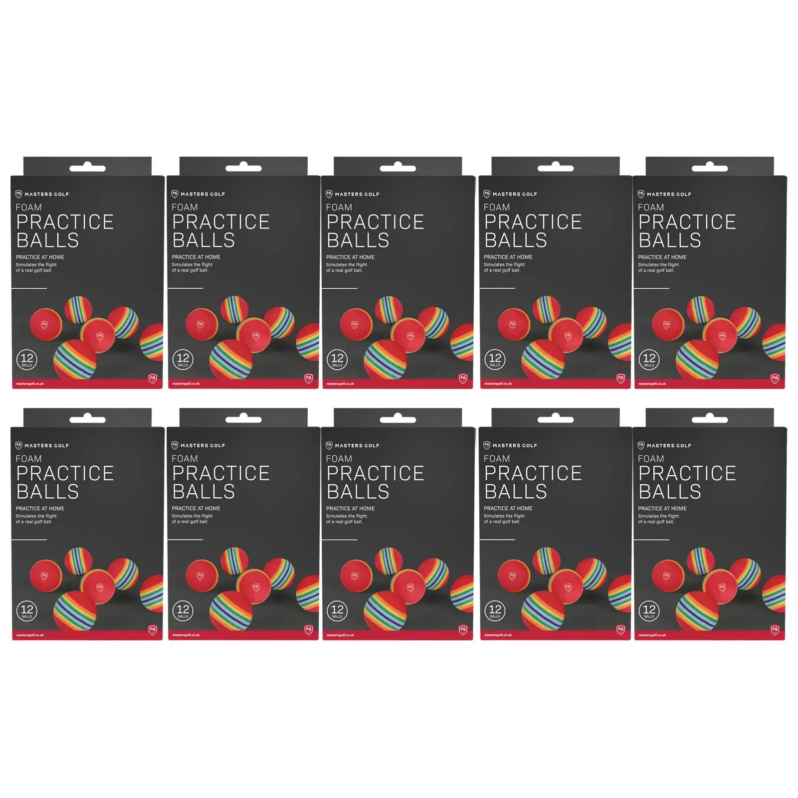 Masters Foam Rainbow Striped Practice Golf Balls