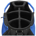 A blue and black bag features an open top with multiple dividers inside organizing space for equipment or items in a compact design suitable for sports or travel.
