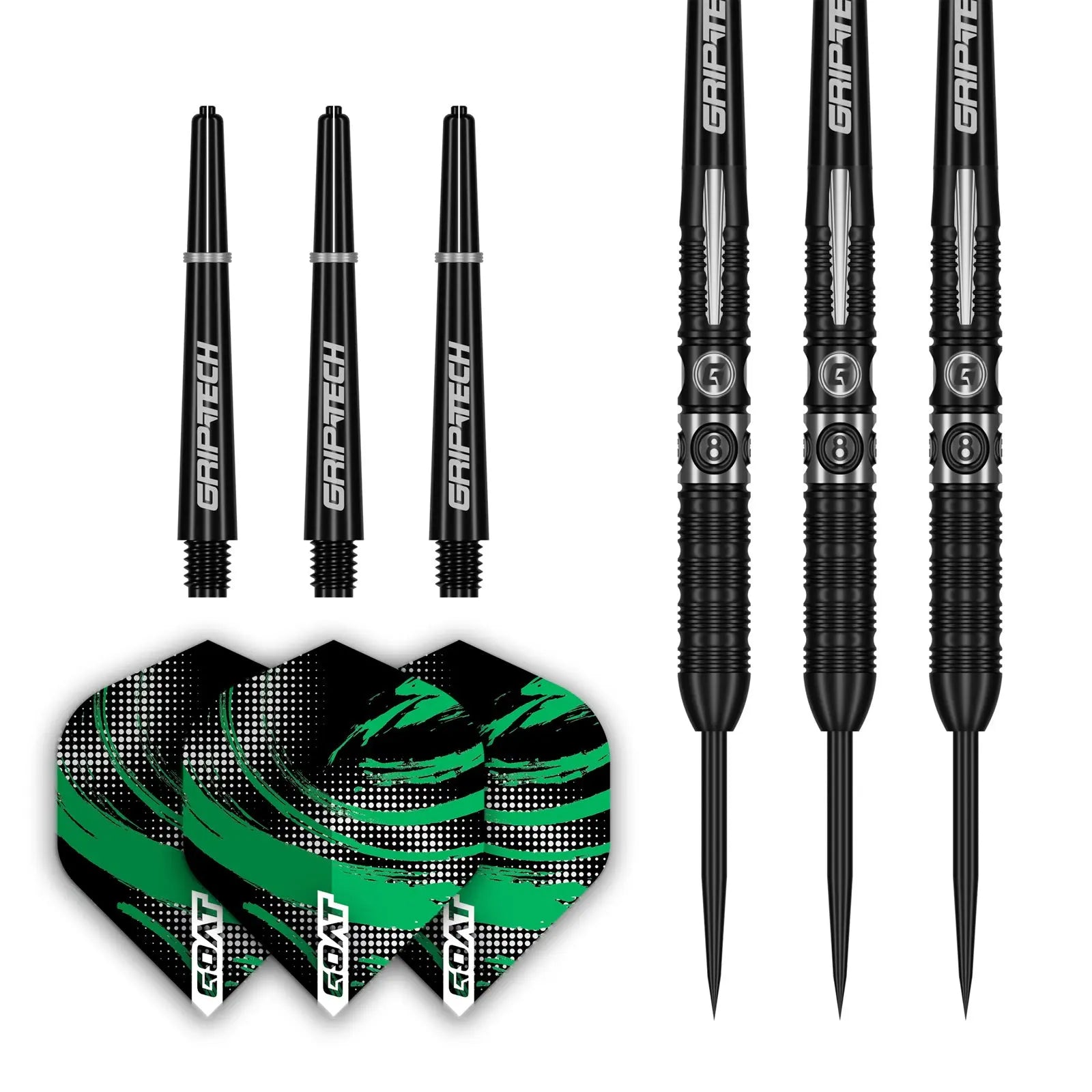 GOAT 8-Ball Steel Tip 90% Tungsten Darts Set