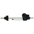 A mechanical component features a long metal shaft with a black housing on one end and a motor assembly on the other end designed for rotary motion in automotive applications.