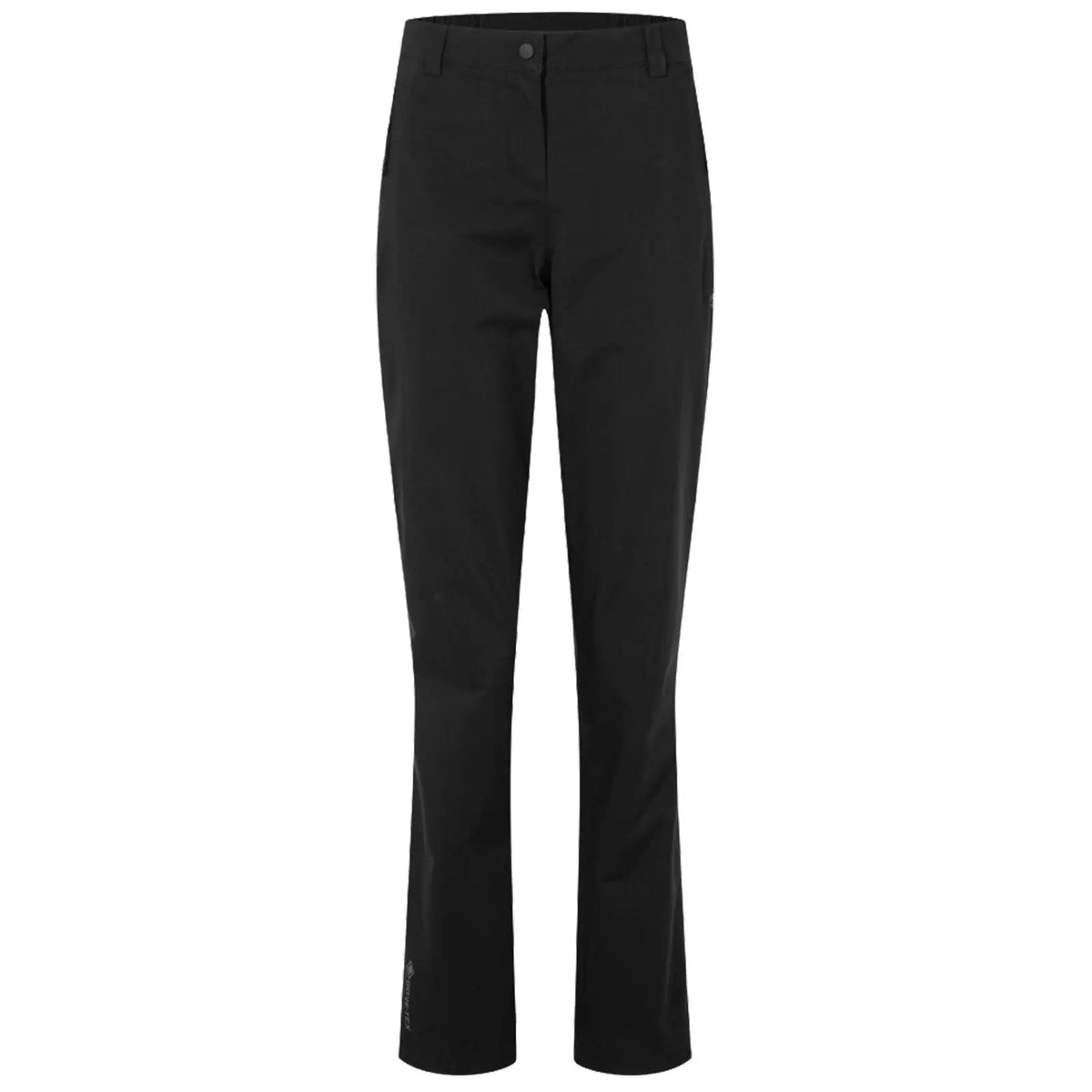 Black pants are displayed standing upright with a straight-leg design suitable for casual or outdoor use in a neutral setting without distractions, emphasizing their simplicity and versatility.