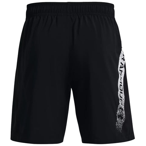 Black athletic shorts with an elastic waistband hang vertically displaying smooth fabric in a simple design suitable for exercise or casual wear without any visible pockets or embellishments.
