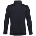 A dark gray long-sleeve pullover sweater features a half zipper at the neck and a textured fabric surface designed for warmth and comfort in cooler environments.