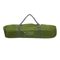 A green cylindrical carrying bag with gray straps is displayed horizontally. It is designed for outdoor use, likely holding a camping item, and is labeled Achill 400.