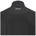Black polo shirt displayed from the back showing a folded collar and the brand name "Stuburt" embroidered in white at the neckline against a plain background.