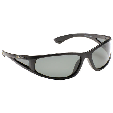 Sunglasses with a sleek black frame are positioned at an angle showcasing their dark lenses designed for sun protection suitable for outdoor activities or casual wear.
