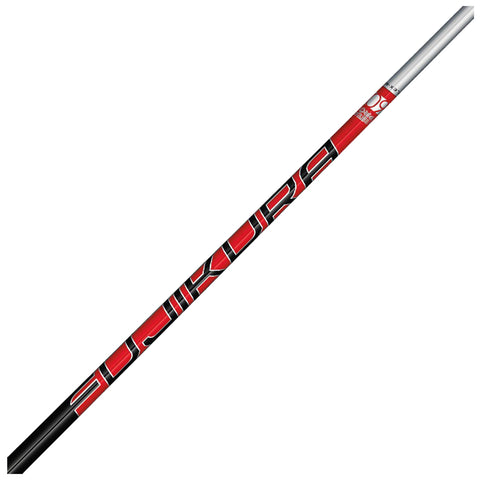 A red and black golf club is displayed vertically against a plain white background showcasing its sleek design and brand markings highlighting its functionality for golfing in various environments.