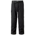 Black outdoor cargo pants with a belt feature multiple pockets and a relaxed fit designed for function and comfort in active environments such as hiking or camping.