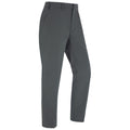 Dark colored pants stand upright displaying their straight leg design with side pockets in a neutral setting suitable for casual or formal wear.