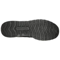 A black shoe sole with a zigzag tread pattern is displayed with text indicating it is oil and slip resistant in a neutral background.