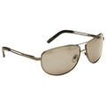 Sunglasses are displayed with dark tinted lenses and a sleek metal frame resting on a flat surface showcasing their stylish design suitable for outdoor use.