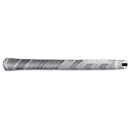 A golf club grip is displayed lying horizontally with a textured surface for enhanced hold featuring the text Golf Pride positioned near one end against a plain white background.