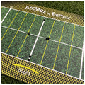 A green mat with yellow lines and black dots arranged in grid pattern is featured on a checkered black and yellow border with text reading "Slight" and "ArcMat by FatPlate" at the top.