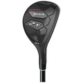 A black golf club head is positioned upright showcasing a sleek design with the brand name Srixon and model ZX Mk II displayed prominently on its surface, ideal for golfing.