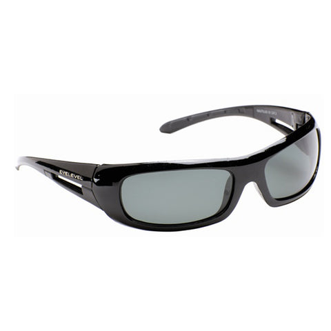 Black sunglasses are positioned facing forward showcasing a sleek design with dark lenses reflecting light they are typically used to shield eyes from sunlight outdoors